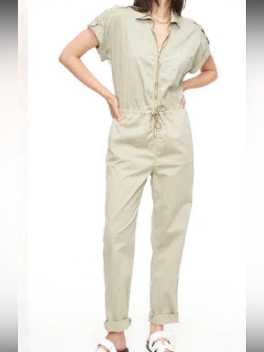 Pistola Olive Green Utility Jordan Jumpsuit Women’s Medium Zip Front Romper